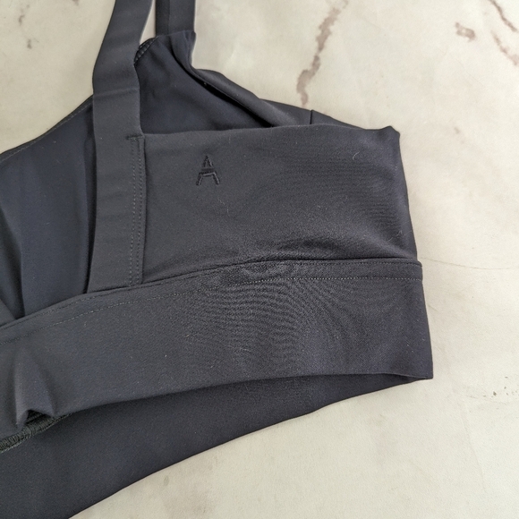 ADAY Sports Bra Womens Lighten Up Shadow Square Neck V Back Gray Black - Picture 7 of 9